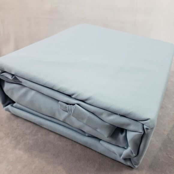 AQ Textiles Percale Sheet Set Queen Solid Blue 4 pc 220 Thread Count - Picture 3 of 9